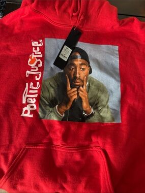 Fashion Nova Red Graphic Pullover Hoodie
